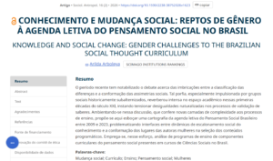 Conhecimento e mudança social: reptos de gênero à agenda letiva do pensamento social no Brasil